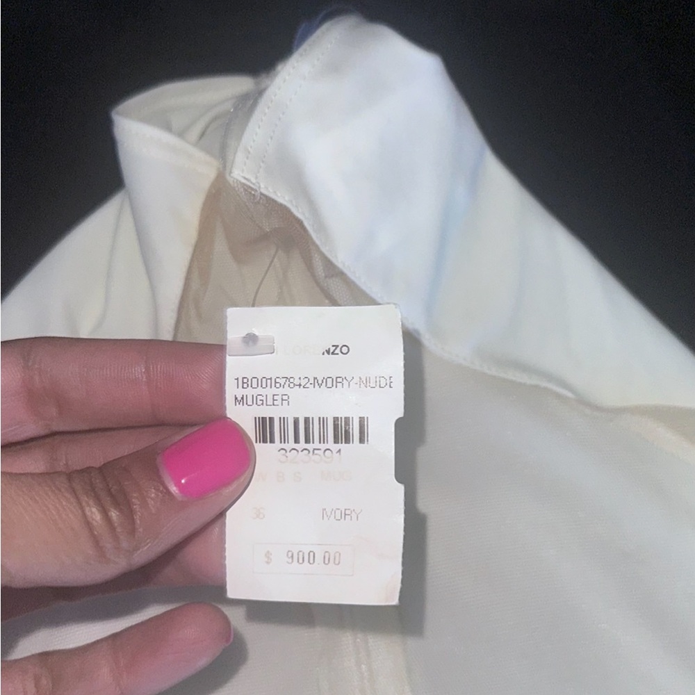 NWT bodysuit with contrasting sheer panels, concealed zipper, and snap bottom - Picture 5 of 5